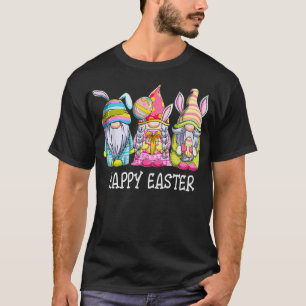 Camiseta Três Gnomos Segurando Coelhinho Feliz E De Ovo De