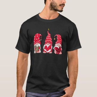 Camiseta Três Gnomos segurando Namorados Feliz do Coração L