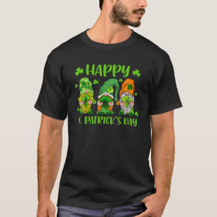 Camiseta Três Gnomos Segurando Shamrock Leprechaun Hat Rua