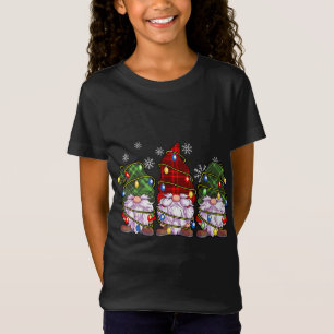 Camiseta Três Gnomos Vestindo Xadrez Embalados Em Li De Nat