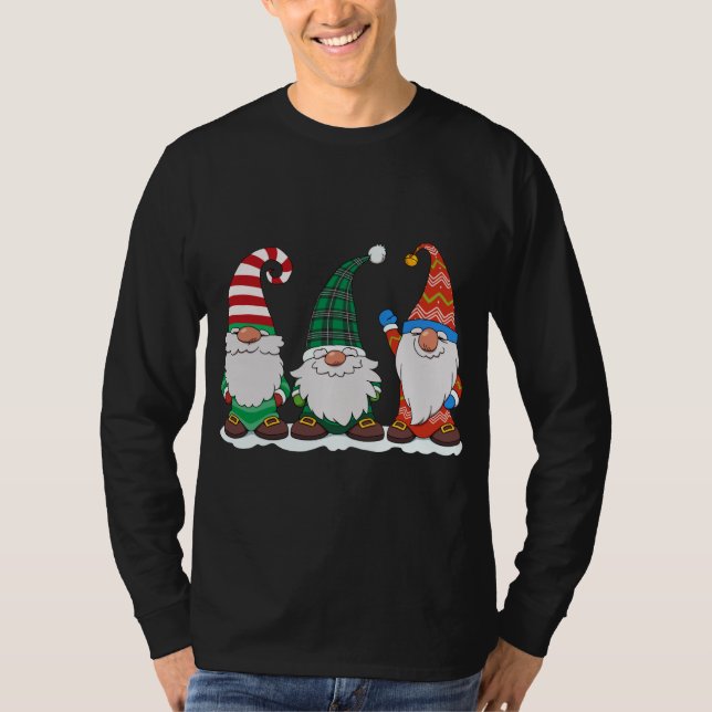Camiseta Três Gnomos Winter Matching Family Gnomo Christma (Frente)