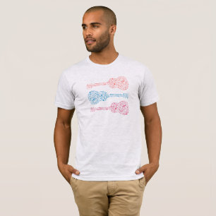 Camiseta Três guitarra no t-shirt da cor