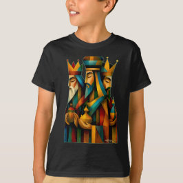 Camiseta Três Homens Sábios Arte Abstrata da Natividade