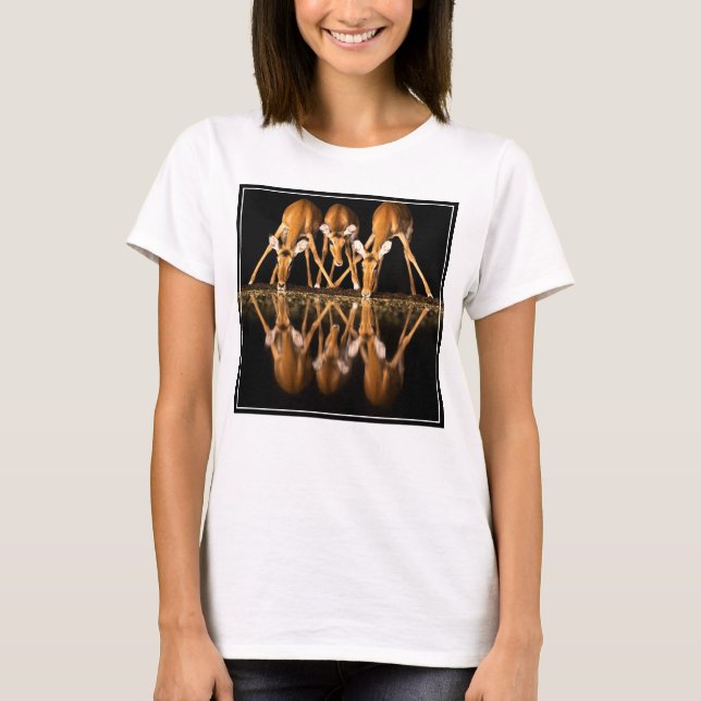Camiseta Três impalas bebem juntos à noite (Frente)