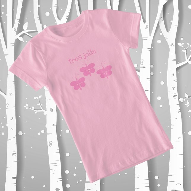 Camiseta Très Jolie Pink Butterflies (Criador carregado)