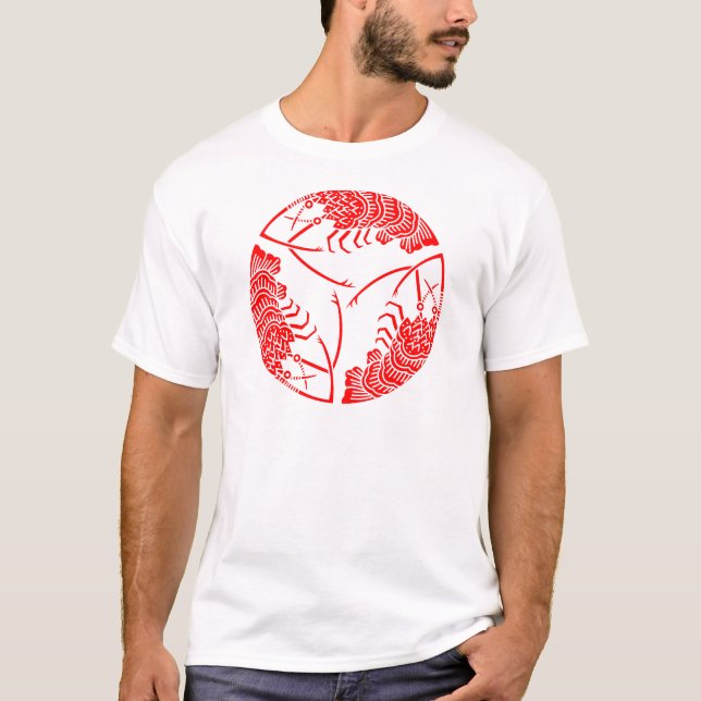 Camiseta Três lagostas espinhosas de cabeça a cauda (Frente)