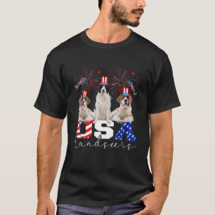Camiseta Três Landseog dos EUA Vestindo Hat American Flag