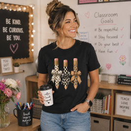 Camiseta Três Lápis Coquette Laço Onça Xadrez Bolinhas