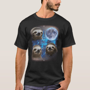 Camiseta Três Largas Gritando Na Lua Meme Sloth