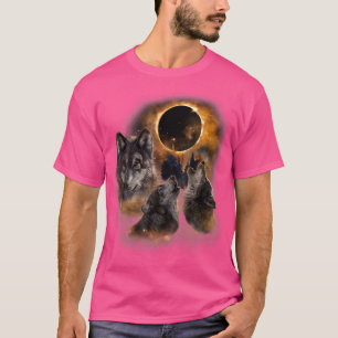 Camiseta Três Lobos E Animais Da Floresta Solar Eclipse