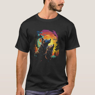 Camiseta Três Lobos Gritando Na Lua Legal Pop Art Alaska W
