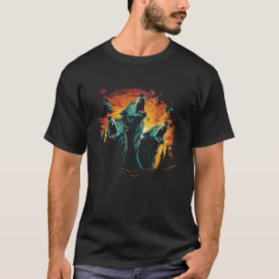 Camiseta Três Lobos Howling no Lobo Legal da Lua L
