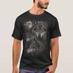 Camiseta Três Lobos Lua Cheia Uivar de Lobo da Natureza S