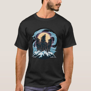 Camiseta Três Lobos Moon Vintage Animais Preguiçosos Gritan