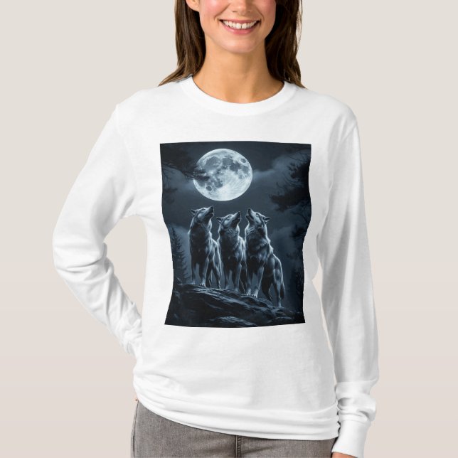 Camiseta Três Lobos Uivando para a Lua Cheia - Três Lobos (Frente)