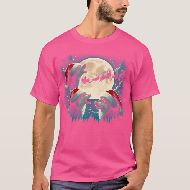 Camiseta Três Lobos Vivendo Sob Papais noeis De Natal Da Lu (Frente)