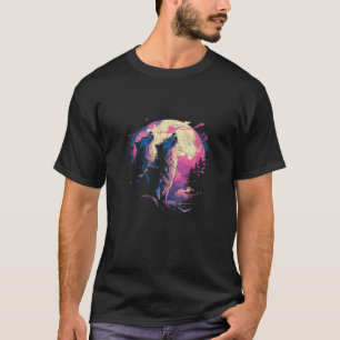 Camiseta Três lobos vomitando na lua Kawaii Wi