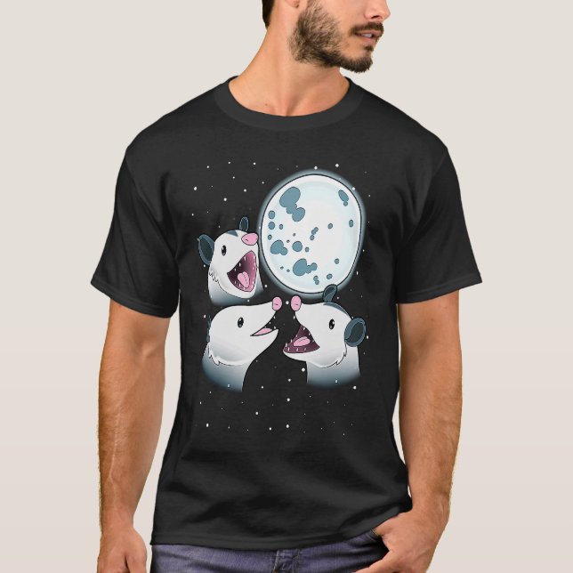 Camiseta Três Lua Opposum 3 Possum Howling Na Lua M (Frente)