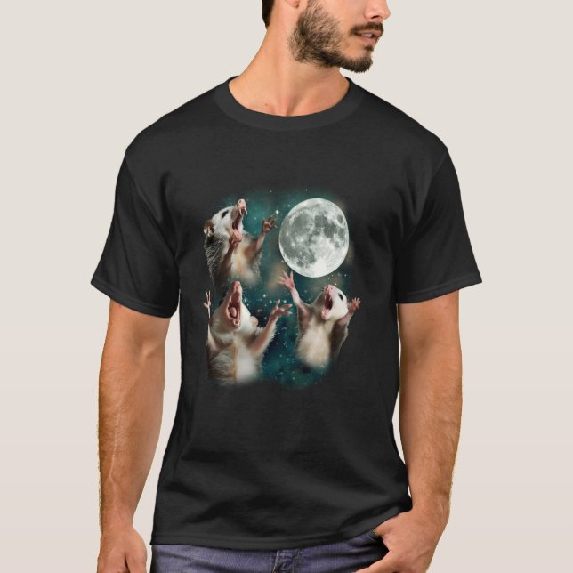 Camiseta Três Lua Possum 3 Ogambm Engraçado Estranho Mem Ma (Frente)