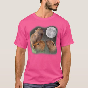 Camiseta Três Luas Capybaras. Engraçado - Paródia Animal Cu