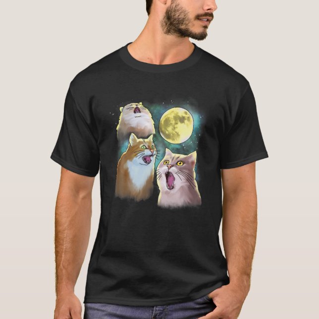 Camiseta Três Luas Cat 3 Lobos Engraçado Parody (Frente)
