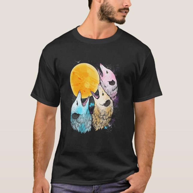 Camiseta Três Luas de Gambá Com 3 Gambás E Lua Morta (Frente)