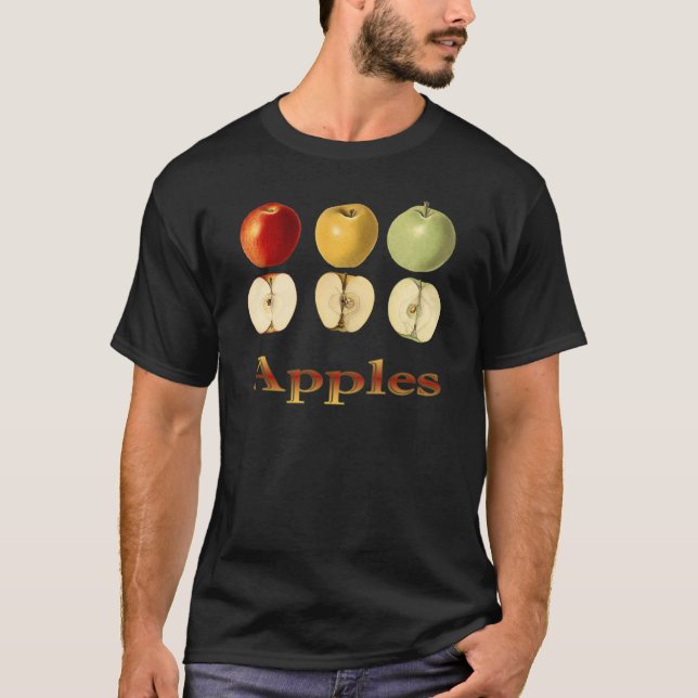 Camiseta Três Maçãs ~ Fruta Botânica ~ Qualquer Cor Traseir (Frente)