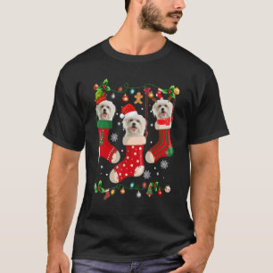 Camiseta Três Malteses Em Papais noeis De Natal X Mass Dog
