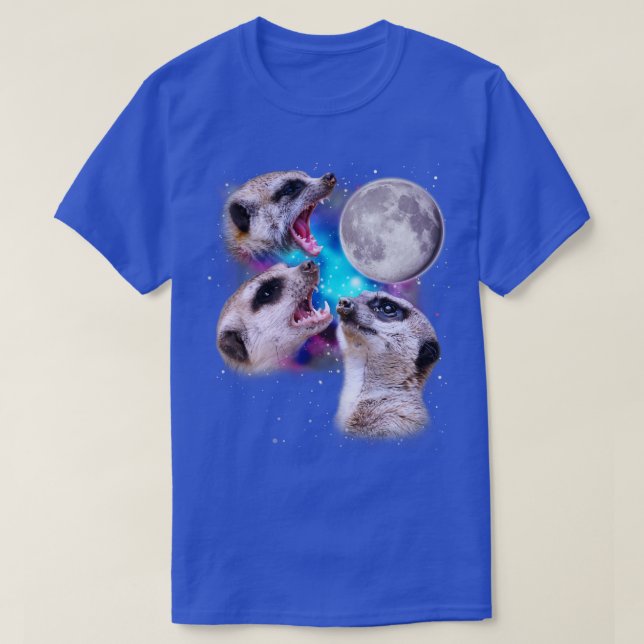 Camiseta Três Meerkats Howl na Lua (Frente do Design)