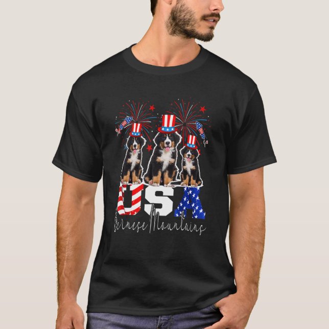 Camiseta Três Montanhas Americanas Bernesas Incêndio de Ban (Frente)