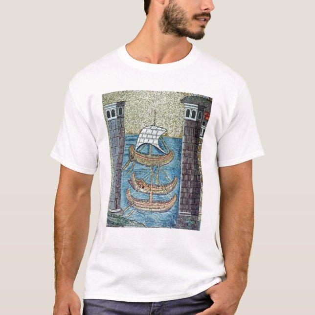 Camiseta Três navios que entram no porto de Ravenna (Frente)