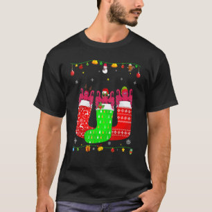 Camiseta Três Octopus Em Meias De Natal Correspondendo Ao X