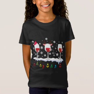 Camiseta Três Óculos De Vinho, Bebendo De Natal De Papai No