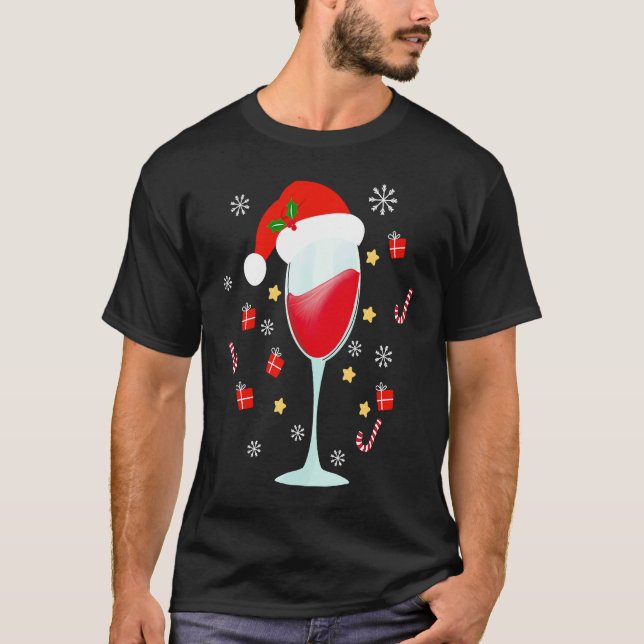 Camiseta Três Óculos de Vinho Papai Noel Natal Xmas (Frente)
