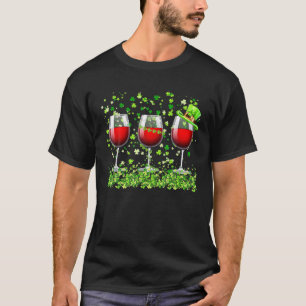 Camiseta Três Óculos De Vinho Rua De Shamrock Fechado Dia d