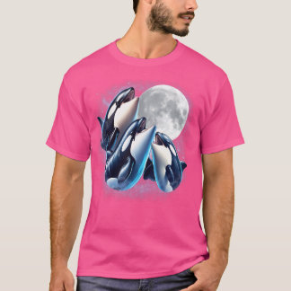 Camiseta Três Orcas Moon Funny Orca Howling Wolfs Moon Par