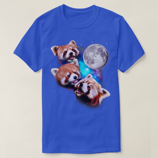 Camiseta Três Pandas Vermelhas Howl na Lua (Frente do Design)