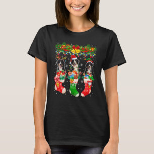 Camiseta Três Papais noeis Reindeer Elf Bernese Cães De Mon