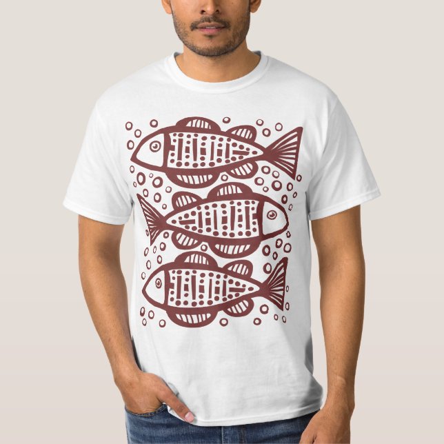 Camiseta Três Peixes - Castanho Escuro (Frente)