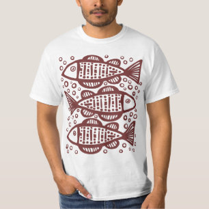 Camiseta Três Peixes - Marrom escuro