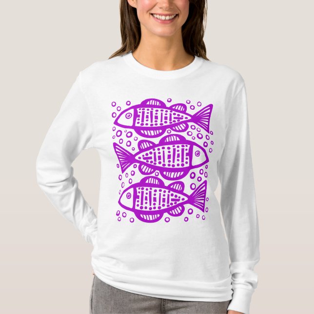 Camiseta Três Peixes - Roxo (Frente)