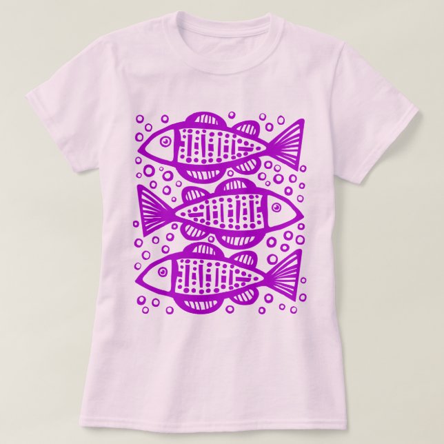 Camiseta Três Peixes - Roxo (Frente do Design)