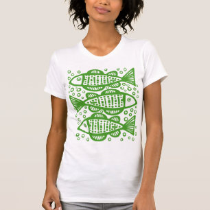 Camiseta Três peixes - verde do abacate