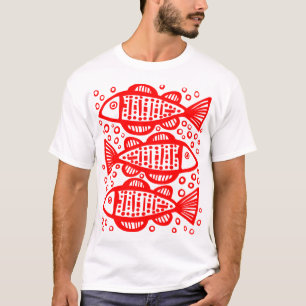 Camiseta Três Peixes - Vermelho
