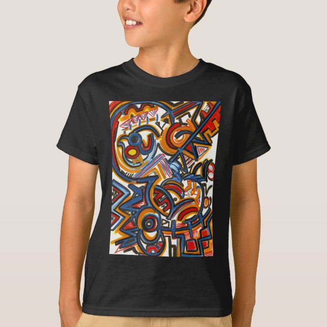 Camiseta Três pintados à mão coloridos da arte (Frente)