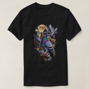 Camiseta Três Pombos Gráficos Vintage, Lua de Pombo Retro