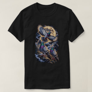 Camiseta Três Pombos Gráficos Vintage, Pombo Retro
