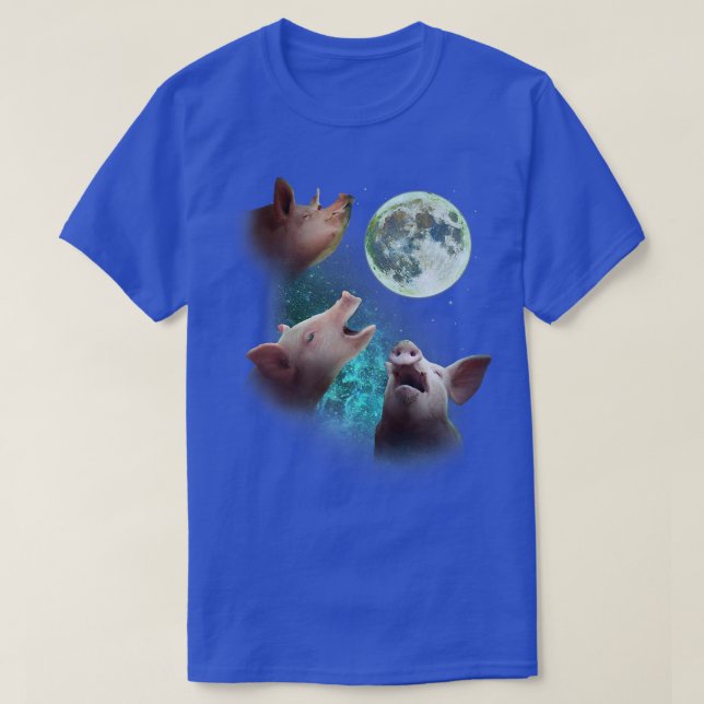 Camiseta Três Porcos Fazendas Engraçados Na Lua 3 Lobos Lob (Frente do Design)