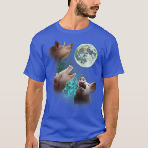 Camiseta Três Porcos Fazendas Engraçados Na Lua 3 Lobos Lob