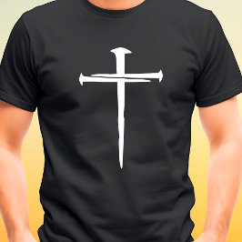 Camiseta Três Pregos Cruz Branca Rústica Cristã